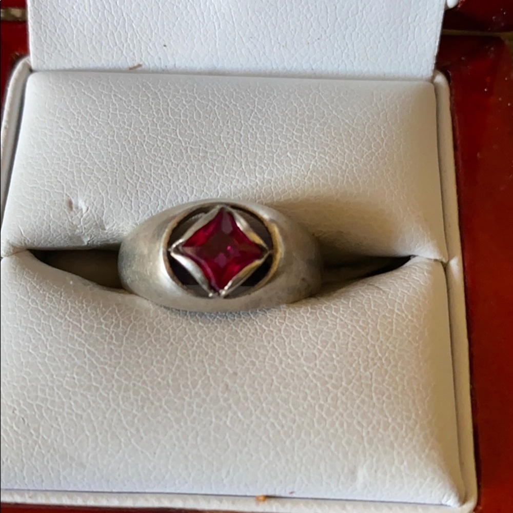 Sterling Silver Ruby Stone Ring - image 1